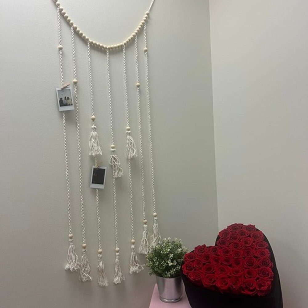 NEW Macrame Hanging Photo Display Wall Decor with String Lights - Picture 4 of 8
